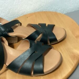 KORKS Kork Ease Black Leather Crisscross Ankle Strap Cork Wedge Shoes Womens 11M